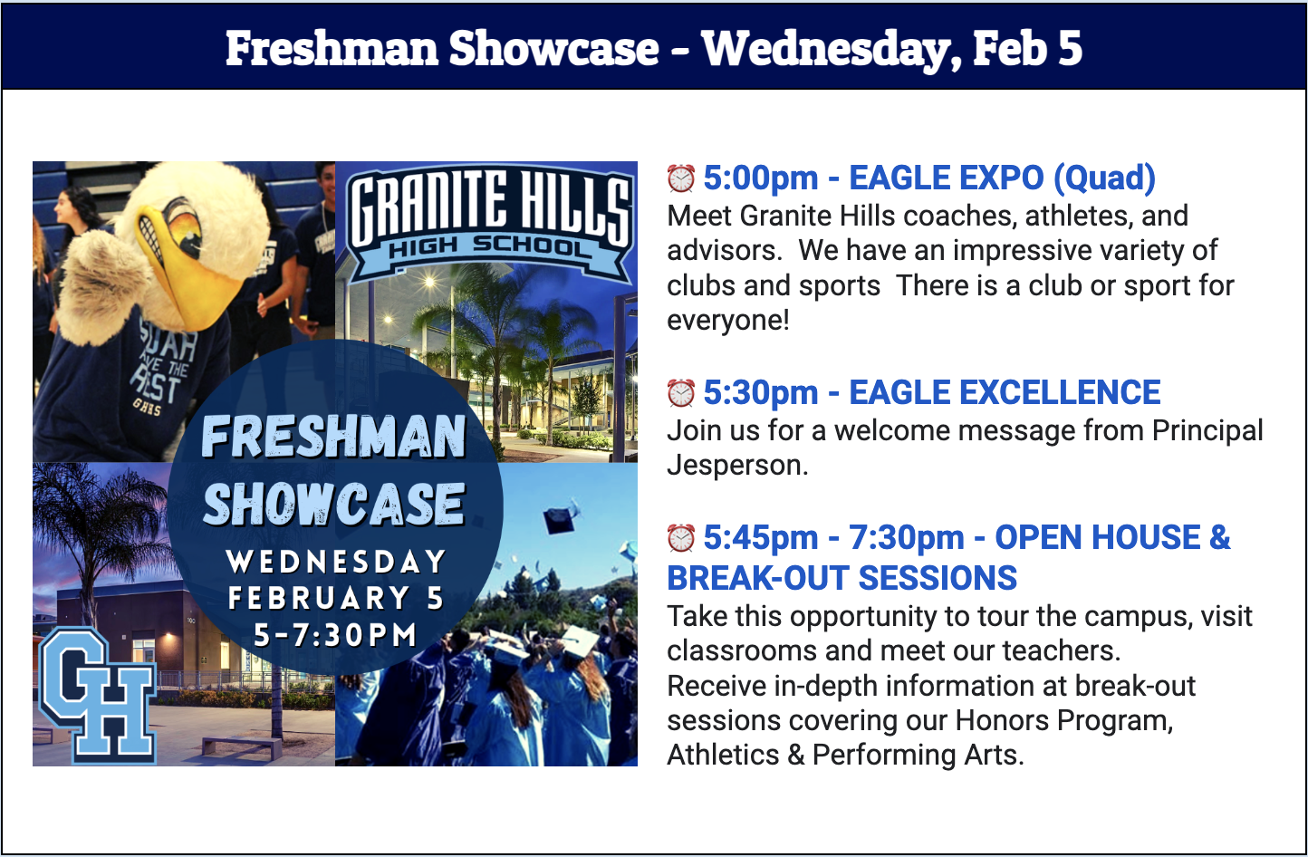 Freshman Showcase - Wednesday, Feb. 5