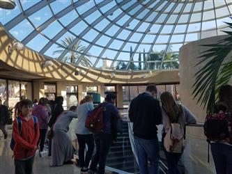 Students in a large dome-like structure at San Diego State University